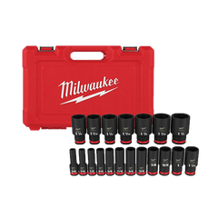 Milwaukee - SHOCKWAVE 1/2" Drive 19PC SAE Deep 6 Point Impact Socket Set | 49667012