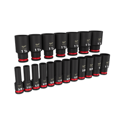 Milwaukee - SHOCKWAVE 1/2" Drive 19PC SAE Deep 6 Point Impact Socket Set | 49667012