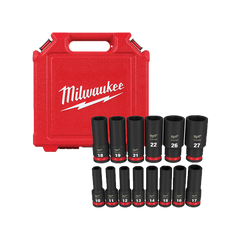 Milwaukee - SHOCKWAVE 1/2" Drive 14PC Metric Deep 6 Point Impact Socket Set | 49667014
