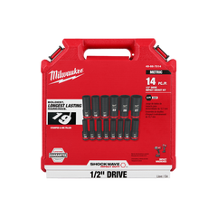Milwaukee - SHOCKWAVE 1/2" Drive 14PC Metric Deep 6 Point Impact Socket Set | 49667014