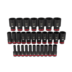 Milwaukee - SHOCKWAVE 1/2" Drive 29PC Metric Deep 6 Point Impact Socket Set | 49667015