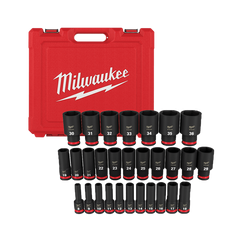 Milwaukee - SHOCKWAVE 1/2" Drive 29PC Metric Deep 6 Point Impact Socket Set | 49667015