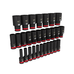Milwaukee - SHOCKWAVE 1/2" Drive 29PC Metric Deep 6 Point Impact Socket Set | 49667015