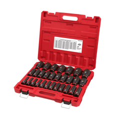 Milwaukee - SHOCKWAVE 1/2" Drive 29PC Metric Deep 6 Point Impact Socket Set | 49667015