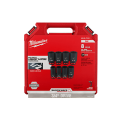 Milwaukee - SHOCKWAVE 3/4" Drive 8PC SAE Deep 6 Point Impact Socket Set | 49667018