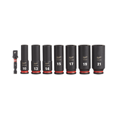 Milwaukee - SHOCKWAVE 3/8"" Drive 8PC Metric Deep 6 Point Impact Socket Set | 49667021