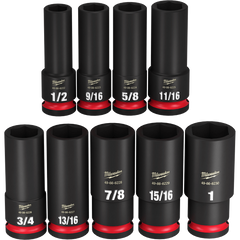 Milwaukee - SHOCKWAVE 1/2" Drive 9PC SAE Deep 6 Point Impact Socket Rail Set | 49667022