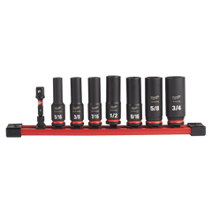 Milwaukee - SHOCKWAVE 3/8" Drive 8PC SAE Deep 6 Point Impact Socket Set | 49667024