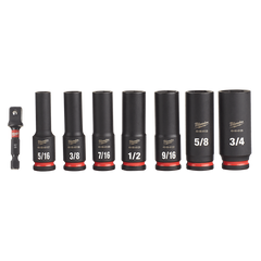 Milwaukee - SHOCKWAVE 3/8" Drive 8PC SAE Deep 6 Point Impact Socket Set | 49667024