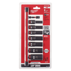 Milwaukee - SHOCKWAVE 3/8" Drive 8PC SAE Deep 6 Point Impact Socket Set | 49667024