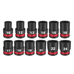 Milwaukee - M12 FUEL ½" Stubby Impact Wrench Socket Kit W/ Friction Ring | M12FIWF12202BS
