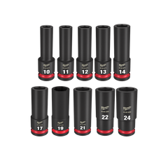 Milwaukee - SHOCKWAVE 1/2" Drive 10PC Metric Deep 6 Point Impact Socket Set | 49667053