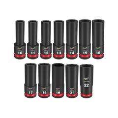 Milwaukee - SHOCKWAVE 1/2" Drive 12PC Metric Deep 6 Point Impact Socket Set | 49667054