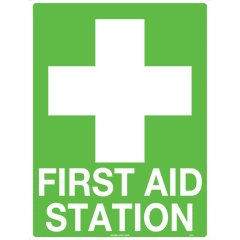 Uniform Safety Signs - 300x225mm - Self Adhesive - First Aid Station | 502MA
