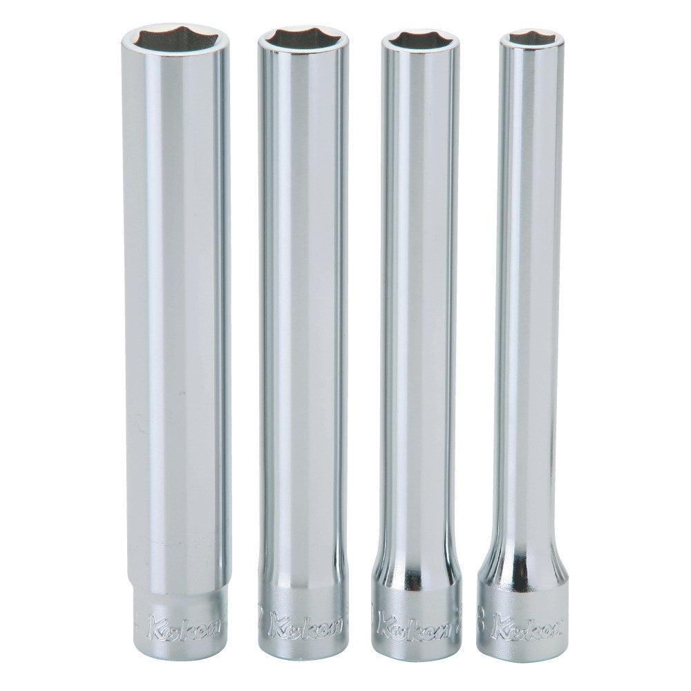 Koken - 3/8" Drive Extra Deep Socket Set - 4 Piece - 120mm Long