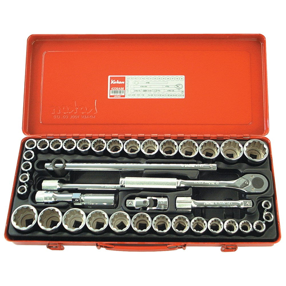 Koken - Socket Set 1/2" Drive 12 Point AF/met (40pcs)