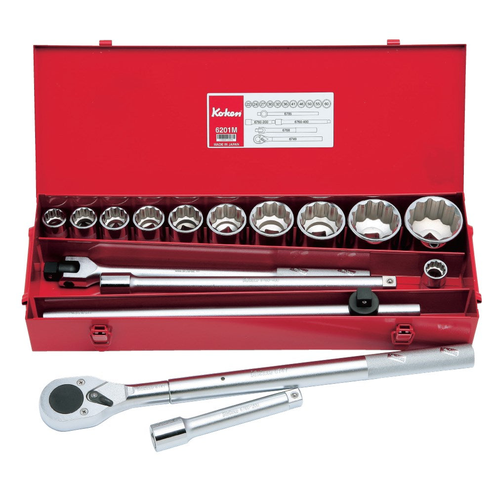 Koken - Socket Set 3/4" Drive 12 Point 22-60mm (16pcs)