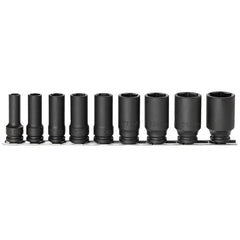 Koken - 3/8" Drive 6 Point Impact Metric Socket Set On Rail Semi-deep