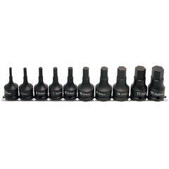 Koken - 10pc 1/2" Drive Impact Inhx Socket Set (4-19mm) 60mm Long On Rail