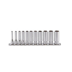 Koken - Socket Set On Rail 1/4" Drive 4-14mm Deep(12 Point)11pc | KORS2305M/11