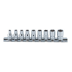 Koken - Socket Set On Rail 1/4" Drive Whit/worth 9pc 8ba-0ba | KORS2400W/9-BA