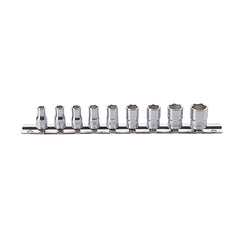 Koken - Socket Set On Rail 1/4" Drive 3/16-1/2af 9pcs (12 Point)