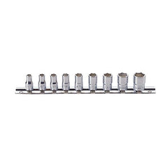 Koken - Socket Set On Rail 1/4" Drive 3/16-1/2af 9pcs (12 Point) | KORS2405A/9