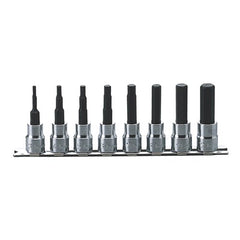 Koken - 8pc 3/8" Drive Hex (Hex (Inhex)) Bit Socket Set (3mm - 12mm) (l62) On Rail | KORS3010M/8-62