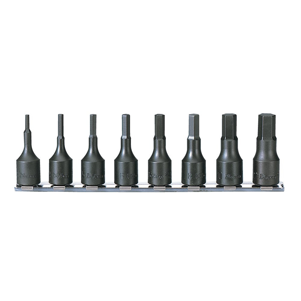 Koken - Socket Set On Rail-Hex (Hex (Inhex)) 3/8" Drive 3-12mm x 52mm (8pc)