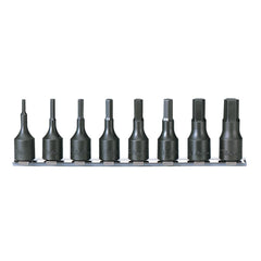 Koken - Socket Set On Rail-Hex (Hex (Inhex)) 3/8" Drive 3-12mm x 52mm (8pc)