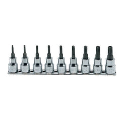 Koken - Socket Set On Rail 3/8 Dr Penta-lobe Sockets 10pr-50pr (8pc) | KORS3025/9(IPR)