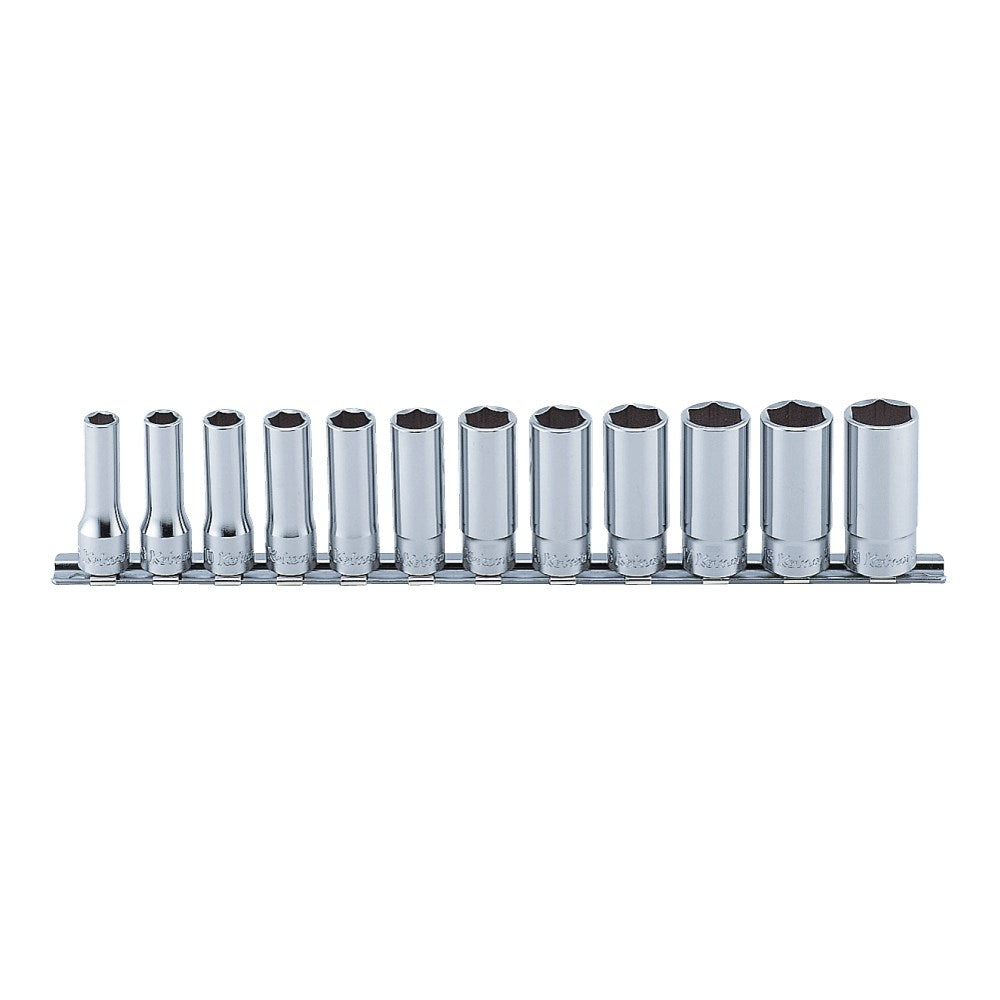 Koken - Socket Set On Rail 3/8" Drive 8-19mm Deep 12pc.l