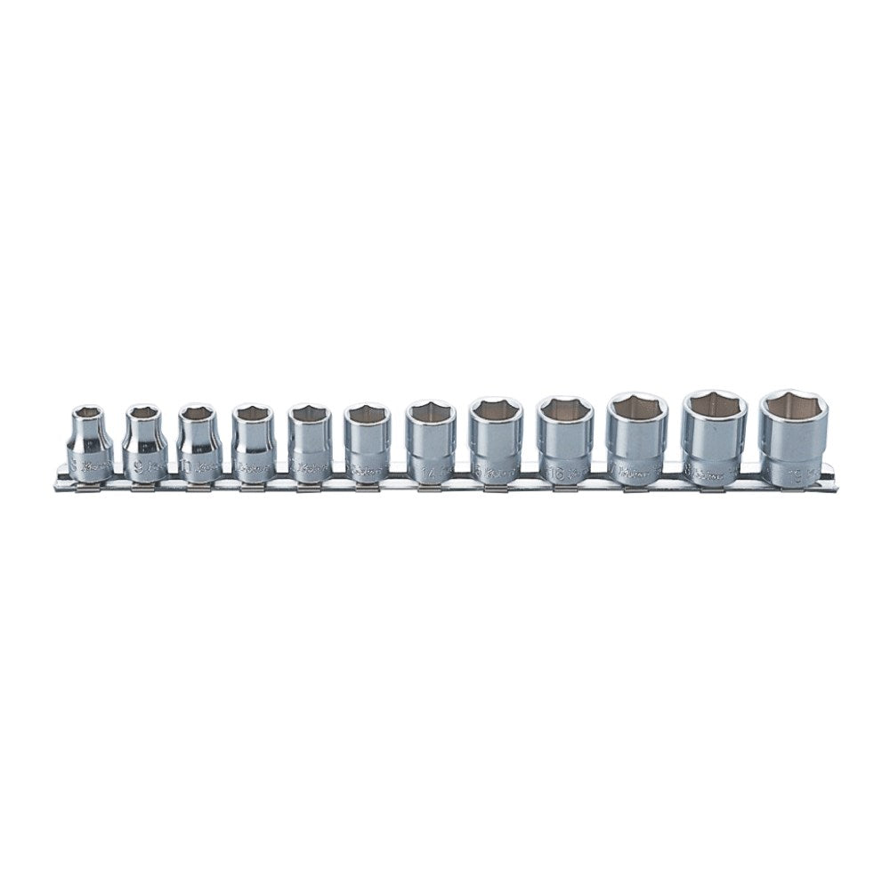 Koken - Socket Set On Rail 3/8" Drive-6 Point 8-19mm(12p)
