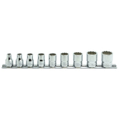 Koken - 9pc 3/8" Drive 12 Point Socket Set (1/4"- 3/4") On Rail