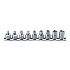 Koken - Socket Set On Rail 3/8" Drive Torx E4-e16 9pcs