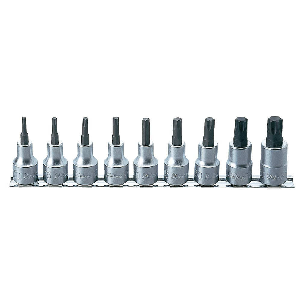 Koken - Socket Set On Rail 1/2" Drive Torx-9pcs T20-t60 60mm