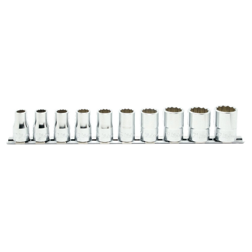 Koken - 10pc 1/2" Drive 12 Point Metrc Socket Set (10mm - 22mm) On Rail