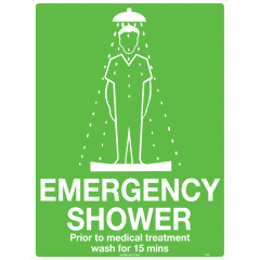 Uniform Safety Signs - 300x225mm - Self Adhesive - Emergency Shower | 505MA