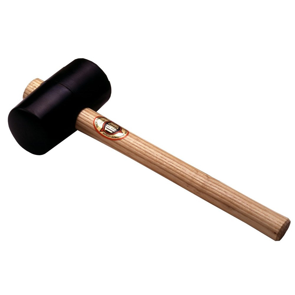 Thor - Black Rubber Mallet - 550g / 1-1/4lb - 64mm Head - Wood Handle