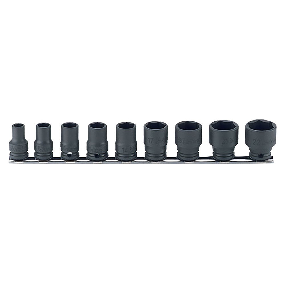 Koken - 3/8" Drive Metric Impact Socket Set On Rail 9 Piece