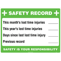 Uniform Safety Signs - 800x600mm - Metal - Safety Record Board | 514ELM