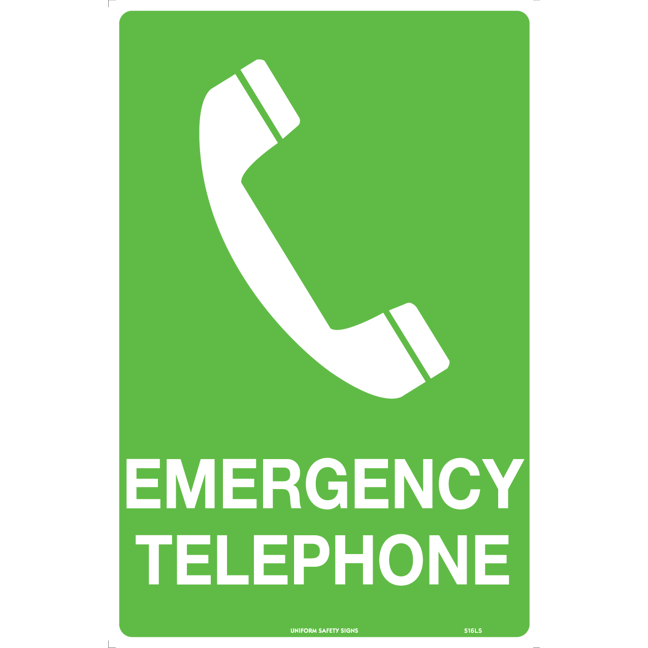 Uniform Safety Signs - 300x225mm - Metal - Emergency Telephone | 516MM