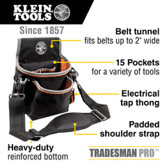 Klein Tools - 15 POCKET TOOL POUCH W/SHOULDER STRAP | A-5243
