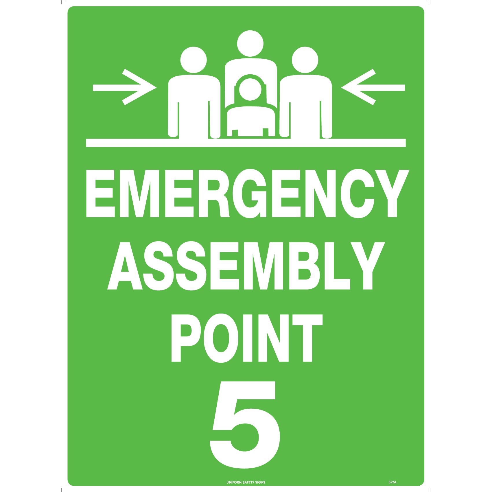 Uniform Safety Signs - 600x400mm - Poly - Emergency Assembly Point 5 | 525LP