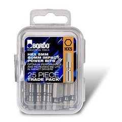 Bordo - 5mm Hex Trade Pack 50mm IMPACT Power Bit 25 Pk | 5405-HX5X50TP