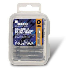 Bordo - #2 Square Recess Trade Pack 50mm IMPACT Power Bit | 5405-SR2X50TP