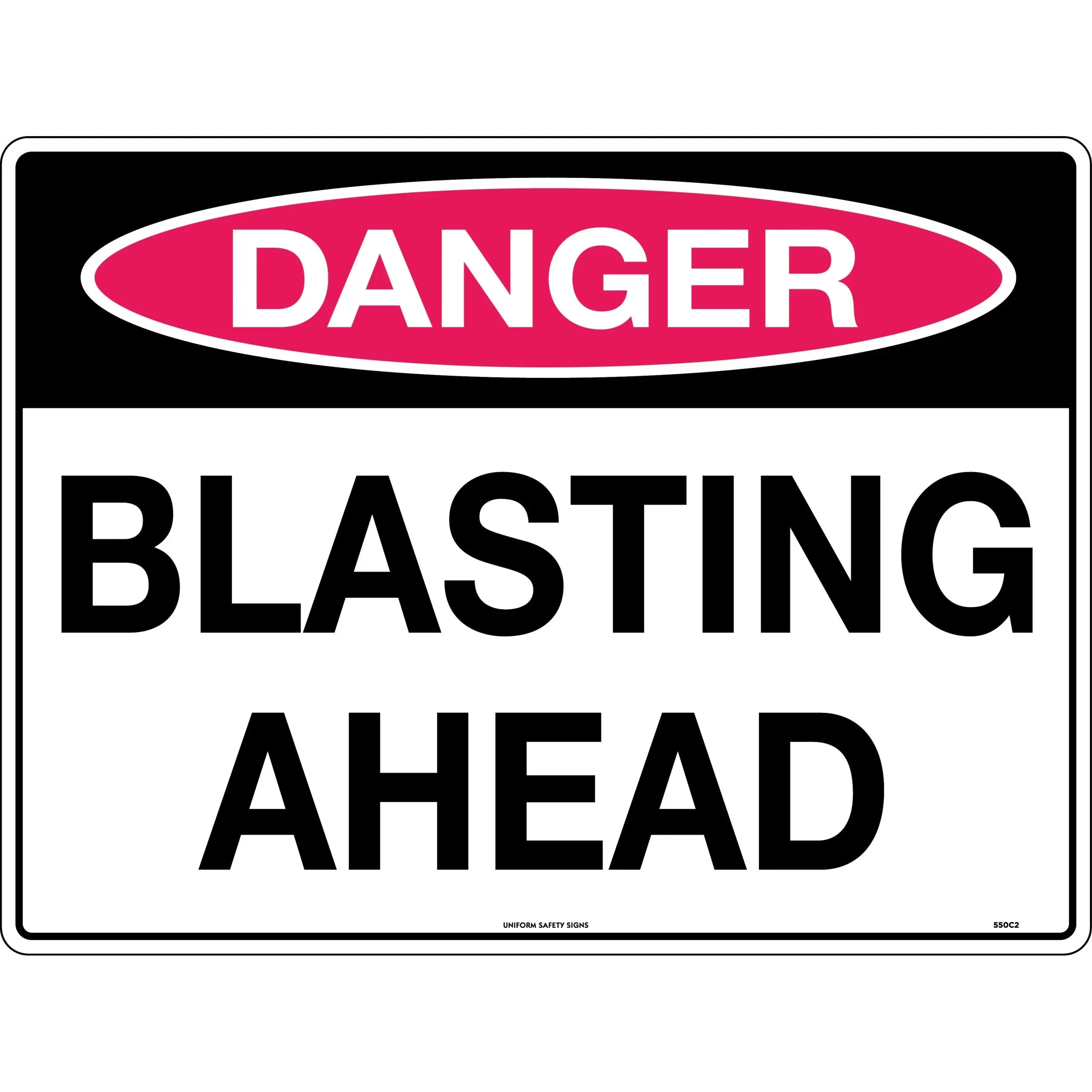 Uniform Safety Signs - 600x400mm - Metal - Danger Blasting Ahead | 550LM