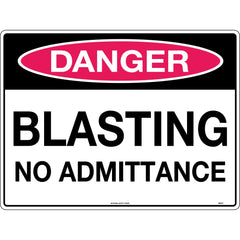 Uniform Safety Signs - 600x400mm - Metal - Class 2 - Reflective - Danger Blasting No Admittance | 551C2