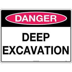 Uniform Safety Signs - 600x400mm - Metal - Class 1 Reflective - Danger Deep Excavation | 553C1