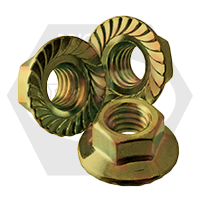 Brighton Best - M12-1.75 - METRIC SERRATED FLANGE LOCKNUT ZINC-YELLOW CR+3 DIN 6923 | 555025